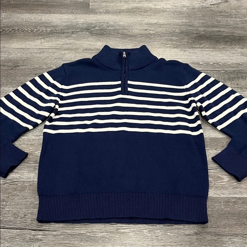 OshKosh B'gosh Navy and White Striped Turtleneck Sweater
